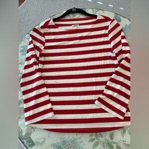 L’Agence Red/Ivory Striped Long Sleeve Tee NWOT